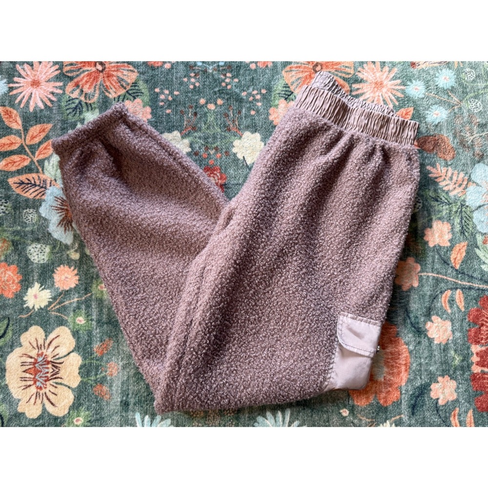 Born Outdoor Women Sherpa Fleece Cargo Joggers Mauve Taupe‎ Elastic Waist Large